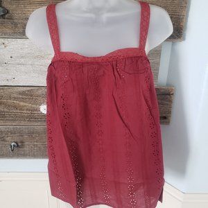 NWT Cozy Casual Eyelet You Know Cami in Cranberry Sizes S/3X